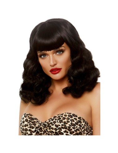 LEG AVENUE - PARRUCCA RETRO RICCIA CON FRANGIA NERA LUMINISCENTE