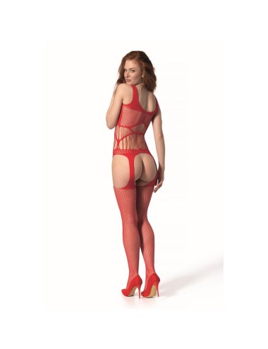 PASSION - BS 106 BODYSTOCKING ROSSO TAGLIA UNICA