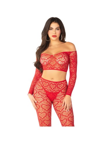 LEG AVENUE - CROP TOP + CALZE ROSSO TAGLIA UNICA