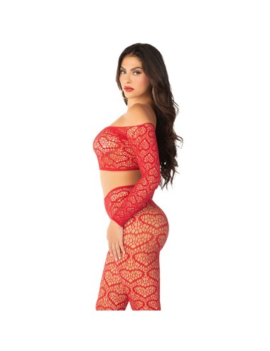 LEG AVENUE - CROP TOP + CALZE ROSSO TAGLIA UNICA