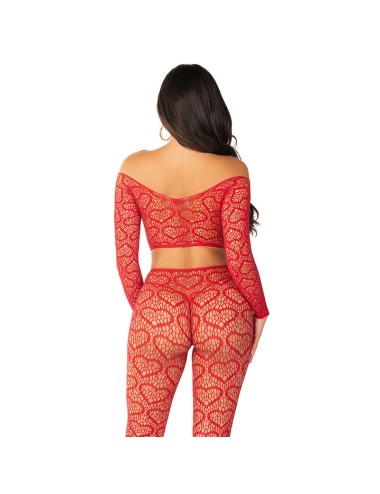 LEG AVENUE - CROP TOP + CALZE ROSSO TAGLIA UNICA