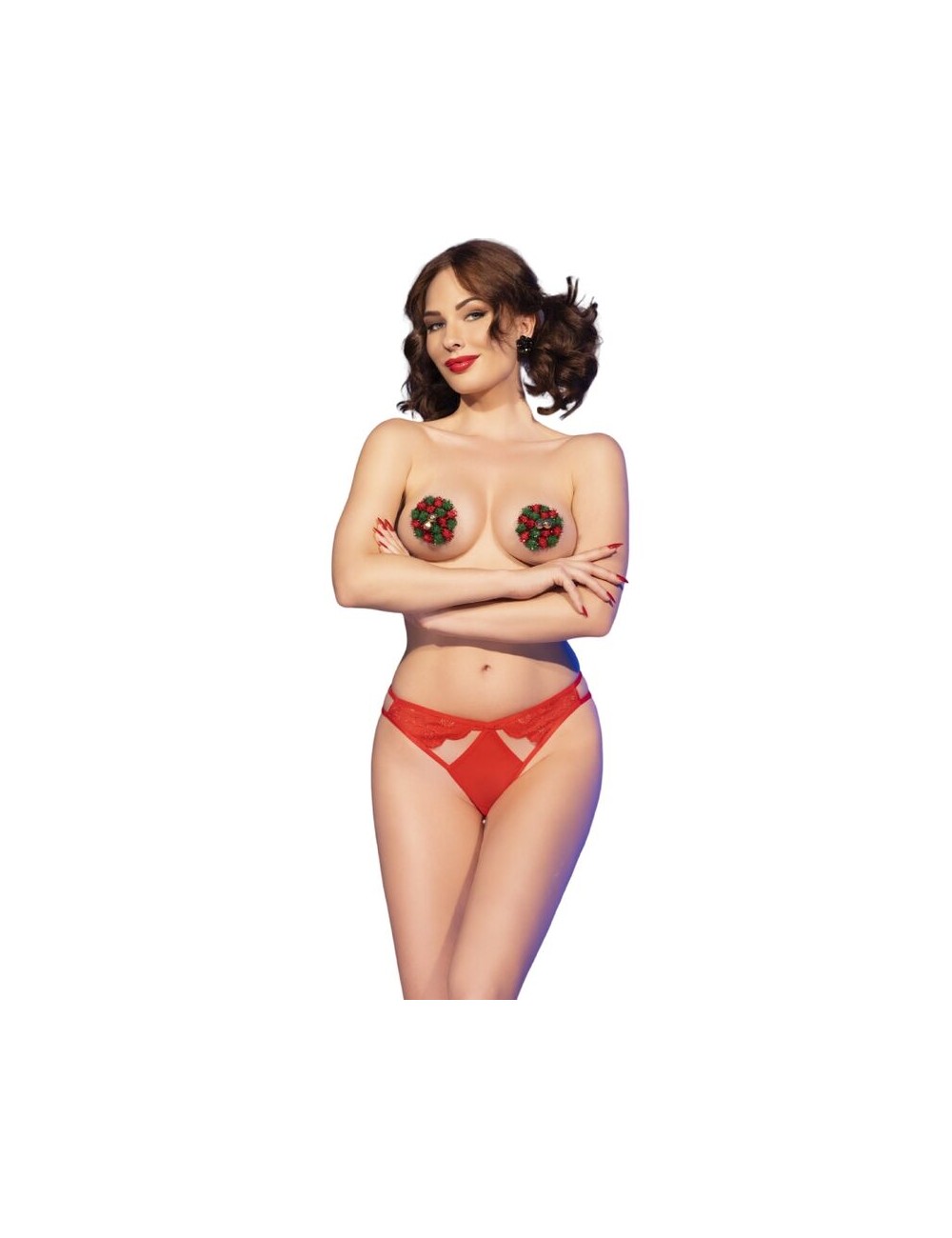 CHILIROSE - CR 4839 SET NATALE COPRI CAPEZZOLI + SLIP ROSSO S/M CHILIROSE - CR 4839 SET NATALE COPRI CAPEZZOLI + SLIP ROSSO S/M