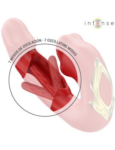 INTENSE - NATHY DOPPIO VIBRATORE CON STIMOLANTE MULTIFUNZIONE BOCCA ROSSO