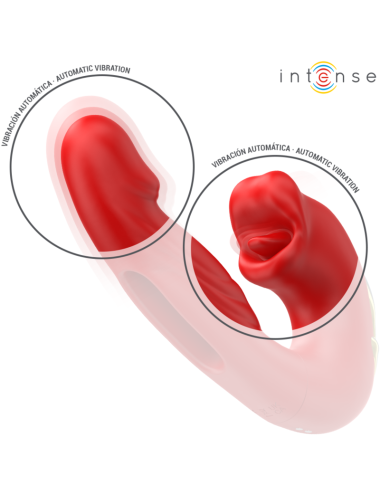 INTENSE - NATHY DOPPIO VIBRATORE CON STIMOLANTE MULTIFUNZIONE BOCCA ROSSO