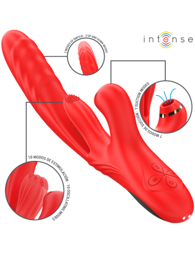 INTENSE - KAROL VIBRATORE MULTIFUNZIONE SPINTA & STIMOLAZIONE & ASPIRAZIONE ROSSO