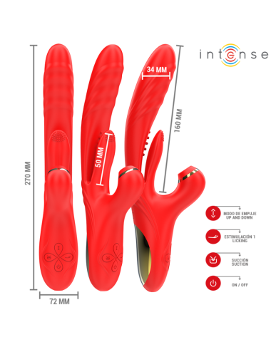 INTENSE - KAROL VIBRATORE MULTIFUNZIONE SPINTA & STIMOLAZIONE & ASPIRAZIONE ROSSO
