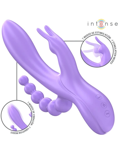 INTENSE - MIKO VIBRATORE TRIPLO CONIGLIO & STIMOLATORE & ANALE 7 VIBRAZIONI VIOLA