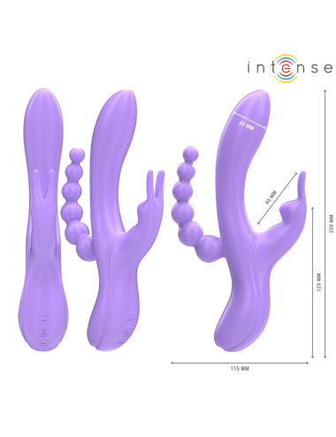 INTENSE - MIKO VIBRATORE TRIPLO CONIGLIO & STIMOLATORE & ANALE 7 VIBRAZIONI VIOLA