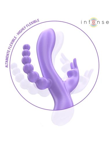 INTENSE - MIKO VIBRATORE TRIPLO CONIGLIO & STIMOLATORE & ANALE 7 VIBRAZIONI VIOLA