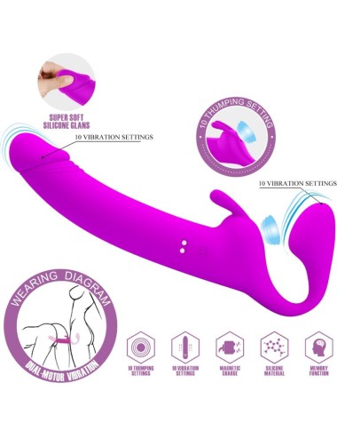 PRETTY LOVE - ZANINI STRAPLESS STRAP-ON 10 VIBRAZIONI VIOLA