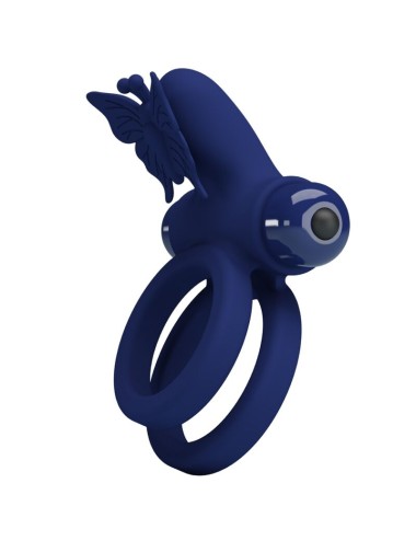 PRETTY LOVE - JAMELE DOPPIO ANELLO CON VIBRAZIONE E STIMOLATORE FARFALLA BLU