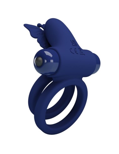 PRETTY LOVE - JAMELE DOPPIO ANELLO CON VIBRAZIONE E STIMOLATORE FARFALLA BLU