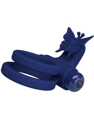 PRETTY LOVE - JAMELE DOPPIO ANELLO CON VIBRAZIONE E STIMOLATORE FARFALLA BLU