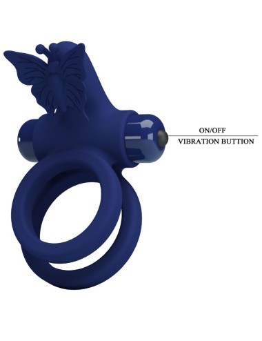 PRETTY LOVE - JAMELE DOPPIO ANELLO CON VIBRAZIONE E STIMOLATORE FARFALLA BLU