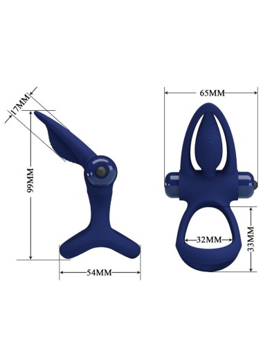 PRETTY LOVE - MAT DOPPIO ANELLO CON VIBRAZIONE E STIMOLATORE BLU