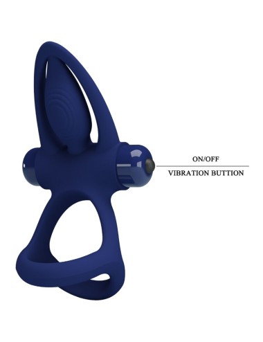 PRETTY LOVE - MAT DOPPIO ANELLO CON VIBRAZIONE E STIMOLATORE BLU