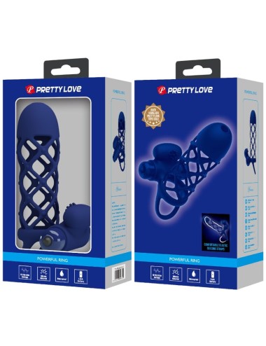 PRETTY LOVE - GIANN ANELLO VIBRATORE CON GUAINA IN SILICONE BLU