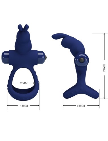 PRETTY LOVE - LUCHITO ANELLO VIBRANTE DOPPIO CONIGLIO BLU