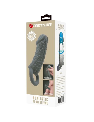 PRETTY LOVE - MODELLO REALISTICO DI INGRANDIMENTO E MANICA DI RITARDO PER IL PENE 2 GRIGIO