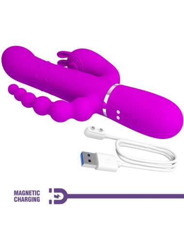 PRETTY LOVE - CAMMY VIBRATORE TRIPLO MULTIFUNZIONE 4 IN 1 ROSA