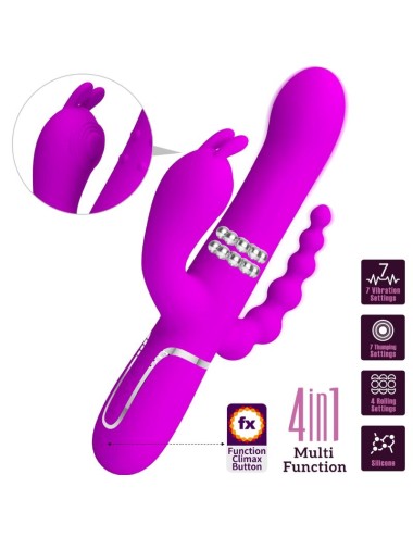 PRETTY LOVE - CAMMY VIBRATORE TRIPLO MULTIFUNZIONE 4 IN 1 ROSA