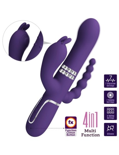 PRETTY LOVE - CAMMY VIBRATORE TRIPLO MULTIFUNZIONE 4 IN 1 VIOLA