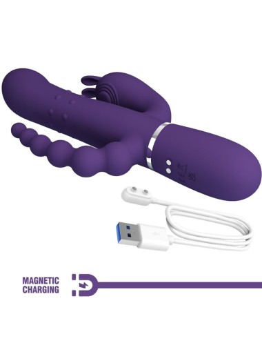 PRETTY LOVE - CAMMY VIBRATORE TRIPLO MULTIFUNZIONE 4 IN 1 VIOLA