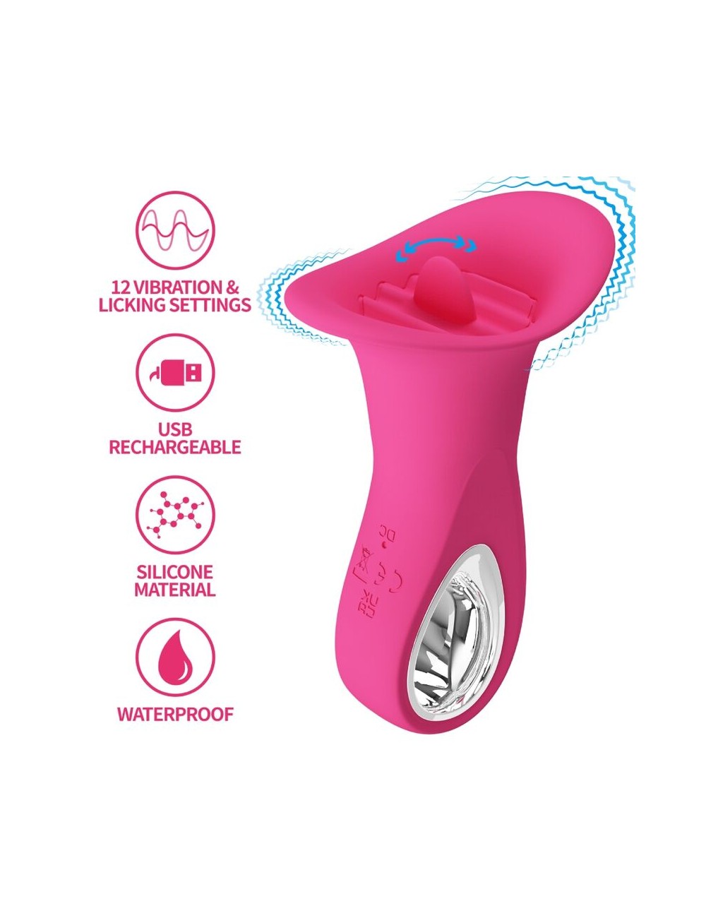 PRETTY LOVE - CLYDE VIBRATORE ORALE LINGUA VIBRANTE 12 VIBRAZIONI ROSA