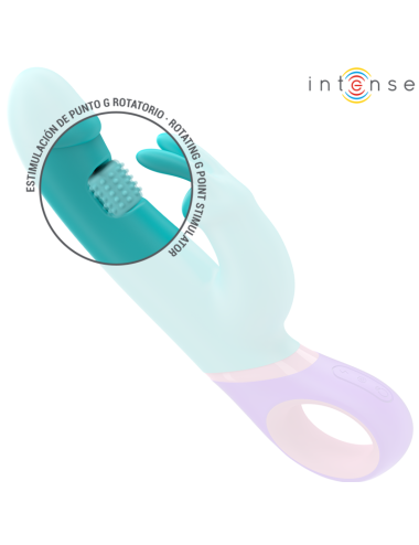 INTENSE - MONICA VIBRATORE RABBIT CON STIMOLATORE G-SPOT ROTANTE BLU