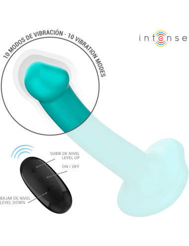 INTENSE - KATIE VIBRATORE CON VENTOSA 10 VIBRAZIONI TELECOMANDO BLU