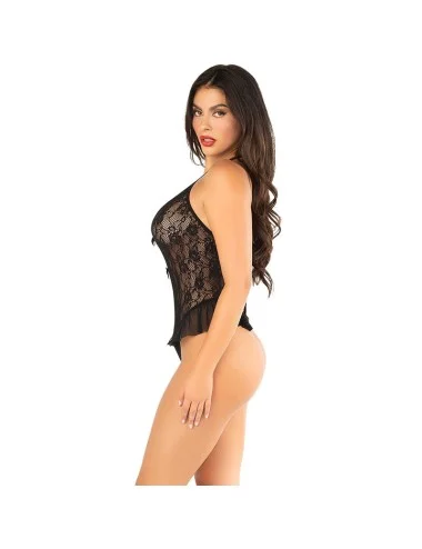 LEG AVENUE - BODY CON FIOCCO E VOLANT NERO TAGLIA UNICA