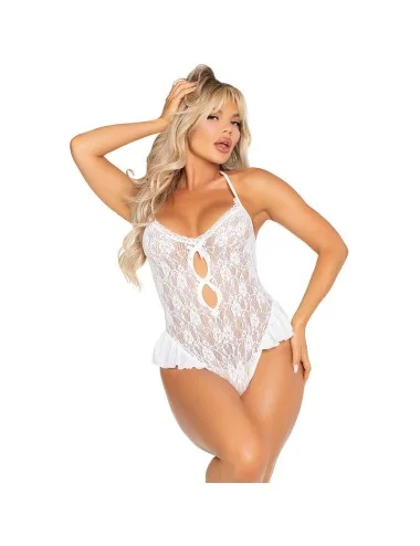 LEG AVENUE - BODY CON FIOCCO E VOLANT BIANCO TAGLIA UNICA