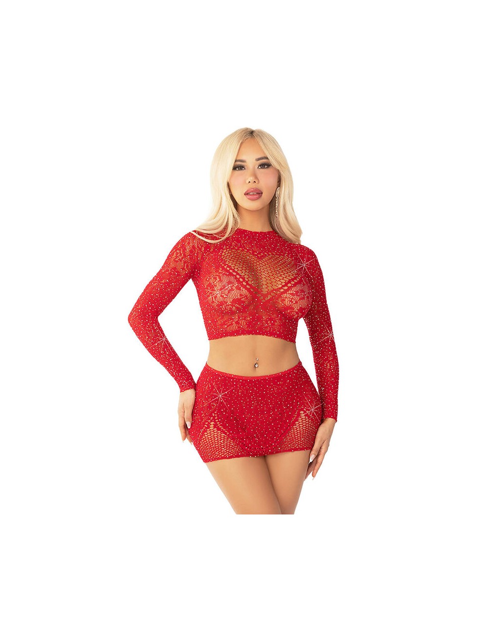 LEG AVENUE - GONNA CORTA IN RETE LUCIDA + MINI ROSSA LEG AVENUE - GONNA CORTA IN RETE LUCIDA + MINI ROSSA