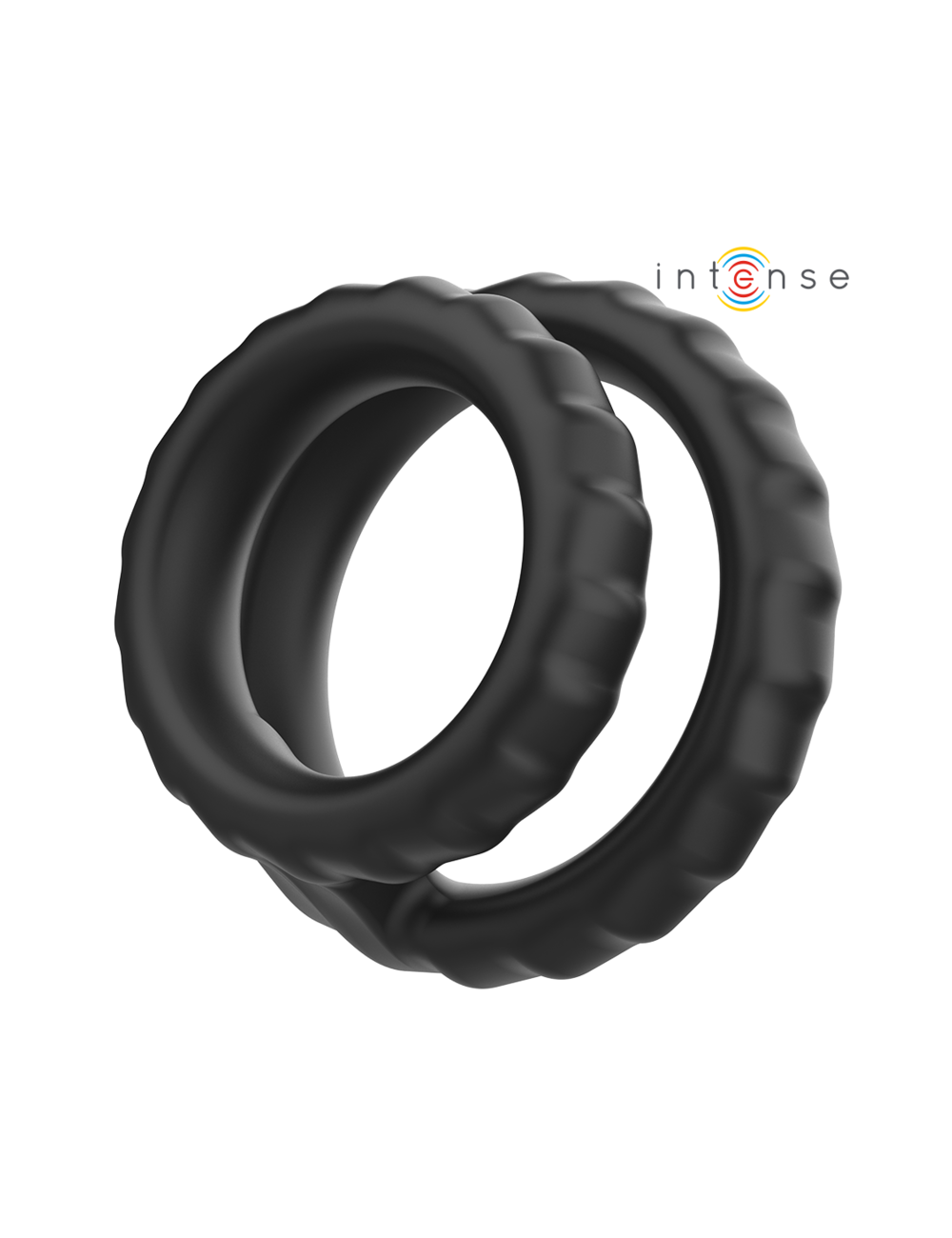 INTENSE - DEWEY DOPPIO ANELLO PER PENE IN SILICONE MODELLO NERO 2 INTENSE - DEWEY DOPPIO ANELLO PER PENE IN SILICONE MODELLO NERO 2