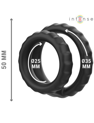 INTENSE - DEWEY DOPPIO ANELLO PER PENE IN SILICONE MODELLO NERO 2