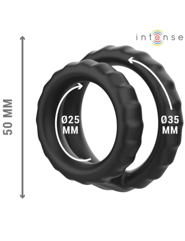 INTENSE - DEWEY DOPPIO ANELLO PER PENE IN SILICONE MODELLO NERO 2