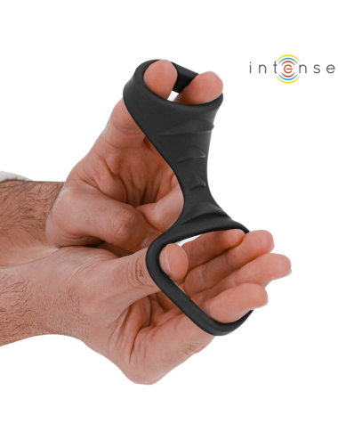 INTENSE - THEO DOPPIO ANELLO PER PENE IN SILICONE MODELLO NERO 3