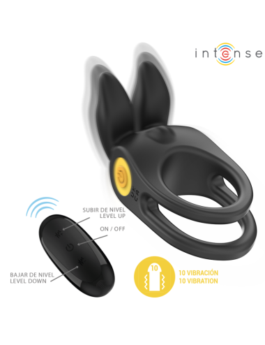 INTENSE - SAM VIBRATORE DOPPIO ANELLO PER PENE 10 VIBRAZIONI NERO