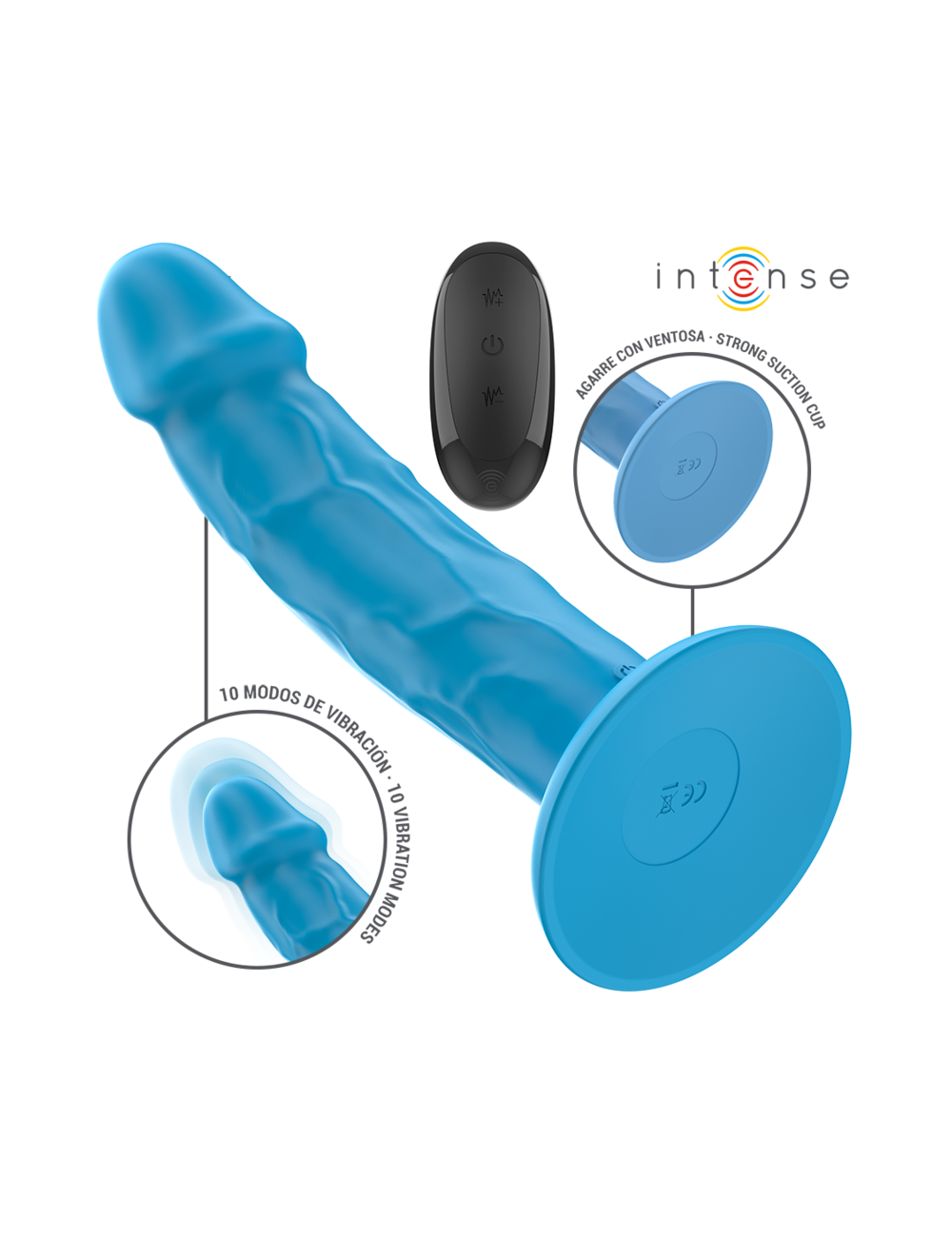 INTENSE - PHOEBE VIBRATORE REALISTICO 10 VIBRAZIONI BLU TELECOMANDO INTENSE - PHOEBE VIBRATORE REALISTICO 10 VIBRAZIONI BLU TELECOMANDO