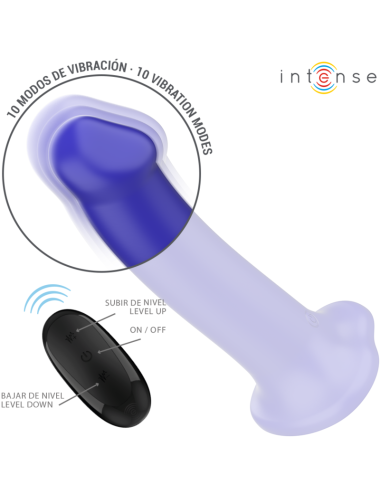 INTENSE - VICTORIA VIBRATORE CON VENTOSA 10 VIBRAZIONI BLU SCURO TELECOMANDO
