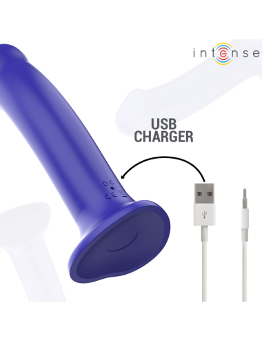 INTENSE - VICTORIA VIBRATORE CON VENTOSA 10 VIBRAZIONI BLU SCURO TELECOMANDO