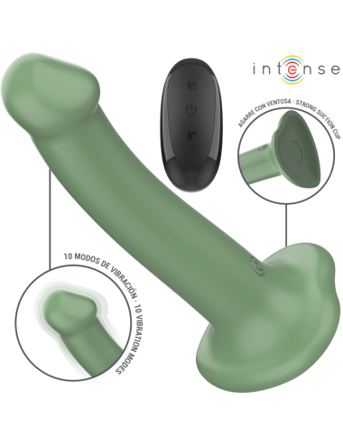 INTENSE - BECCA VIBRATORE CON VENTOSA 10 VIBRAZIONI TELECOMANDO VERDE