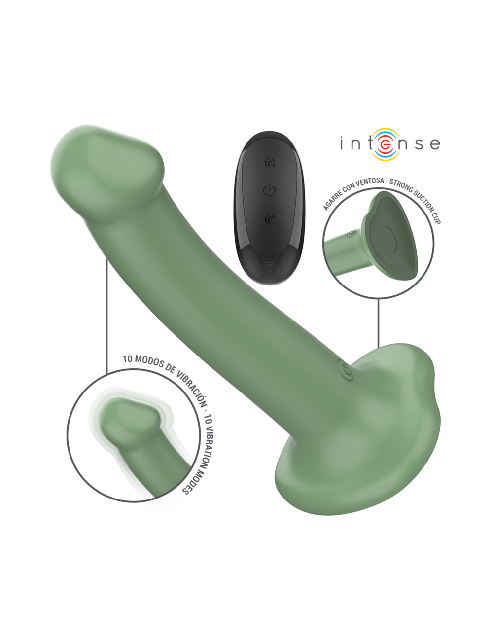 INTENSE - BECCA VIBRATORE CON VENTOSA 10 VIBRAZIONI TELECOMANDO VERDE INTENSE - BECCA VIBRATORE CON VENTOSA 10 VIBRAZIONI TELECOMANDO VERDE