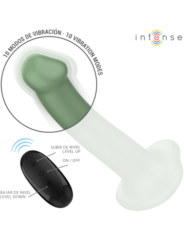 INTENSE - BECCA VIBRATORE CON VENTOSA 10 VIBRAZIONI TELECOMANDO VERDE