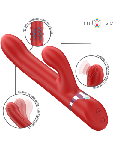 INTENSE - LELE VIBRATORE MULTIFUNZIONE ROTANTE & OSCILLANTE & STIMOLAZIONE ROSSO