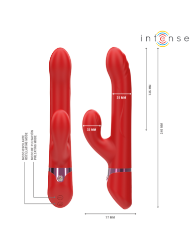 INTENSE - LELE VIBRATORE MULTIFUNZIONE ROTANTE & OSCILLANTE & STIMOLAZIONE ROSSO
