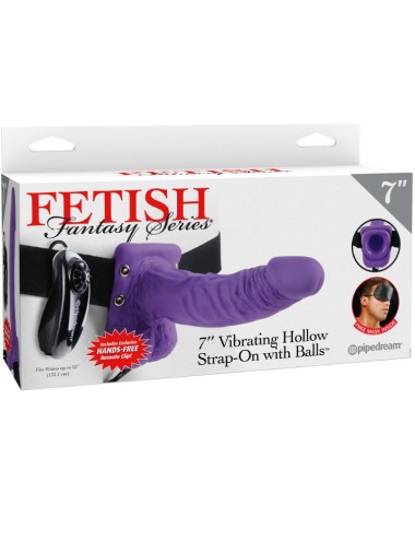 FETISH FANTASY SERIES - SERIES 7 HOLLOW STRAP-ON VIBRANTE CON SFERE 17.8CM VIOLA