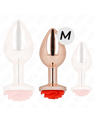 KINK - PLUG ANALE IN ORO ROSA CON ROSA ROSSA M