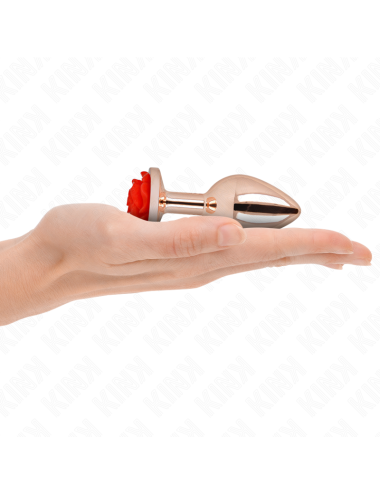KINK - PLUG ANALE IN ORO ROSA CON ROSA ROSSA M