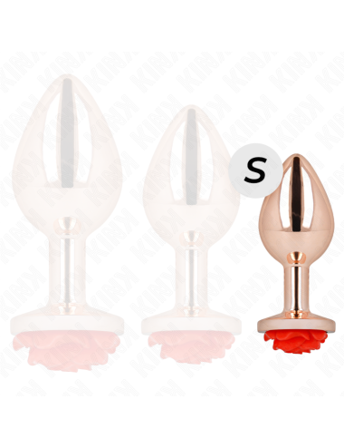 KINK - PLUG ANALE IN ORO ROSA CON ROSA ROSSA S